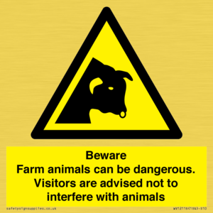 Beware Farm animals can be dangerous. Visitors are advised not to interfere with animals